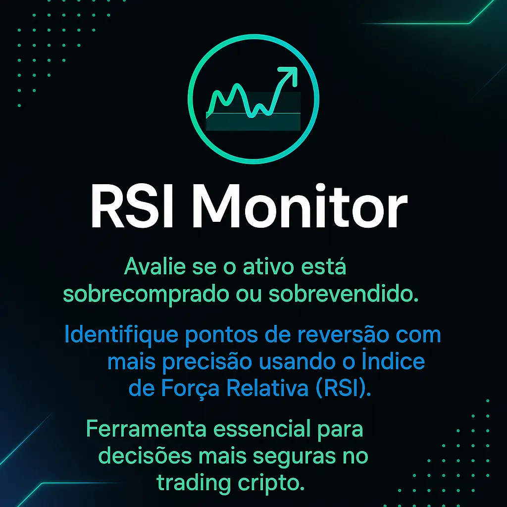 Banner RSI Monitor – Ferramenta de trading cripto para identificar ativos sobrecomprados ou sobrevendidos com o Índice de Força Relativa