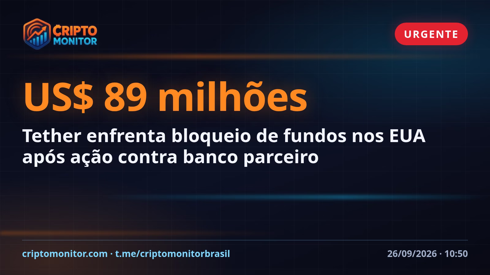 Tether enfrenta bloqueio de fundos nos EUA após ação contra banco parceiro