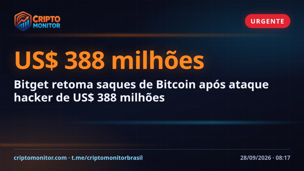 Bitget retoma saques de Bitcoin após ataque hacker de US$ 388 milhões