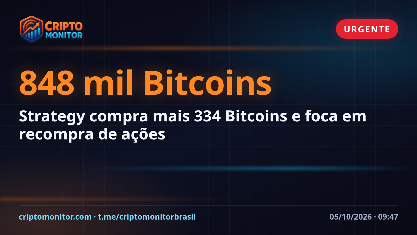 Strategy compra mais 334 Bitcoins e foca em recompra de ações