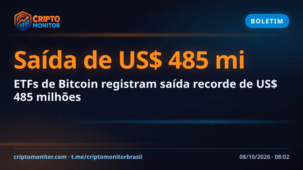 ETFs de Bitcoin registram saída recorde de US$ 485 milhões